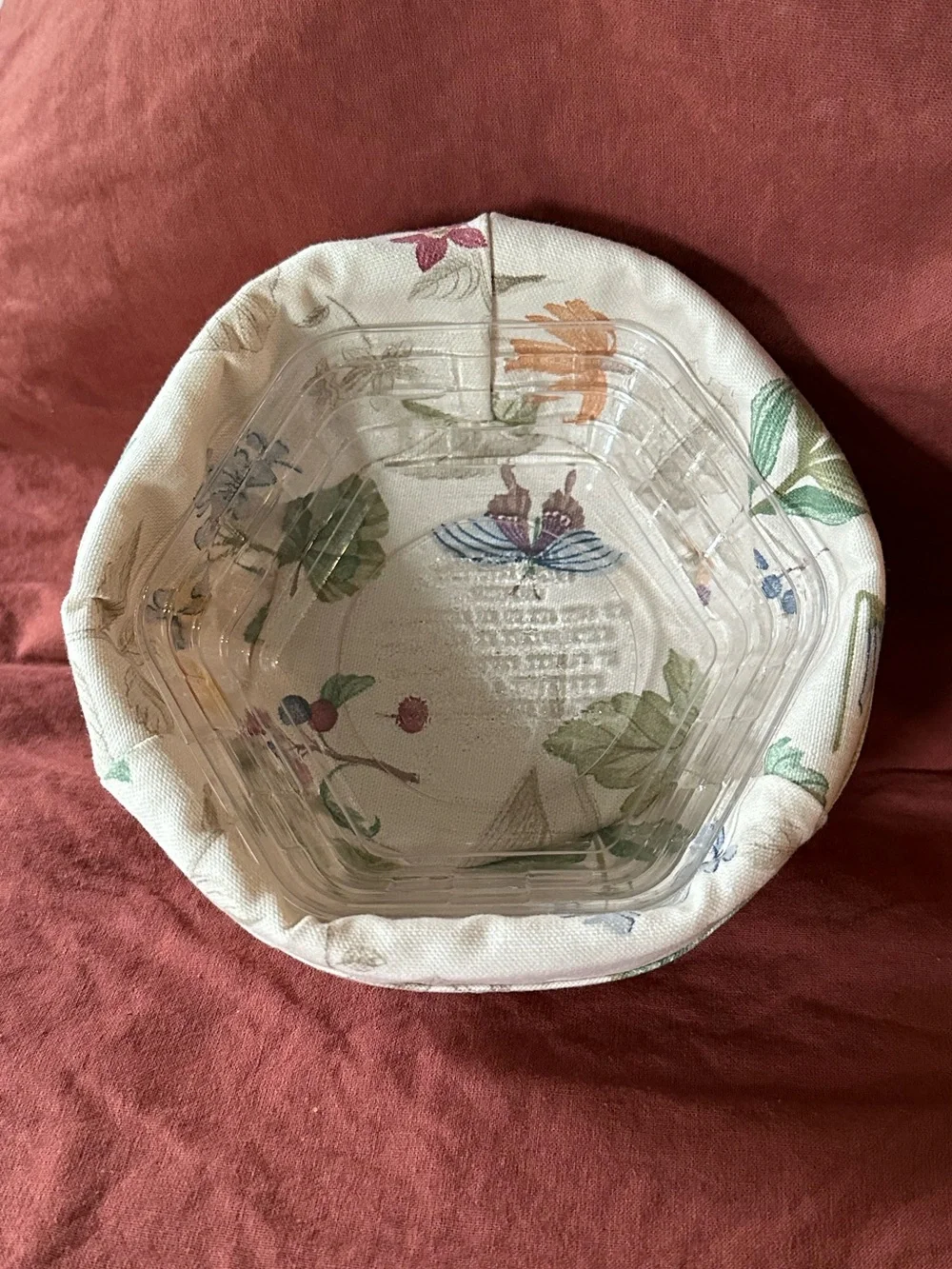 Longaberger Hexagon-Shaped Basket with Fabric Liner and Protector (2001)